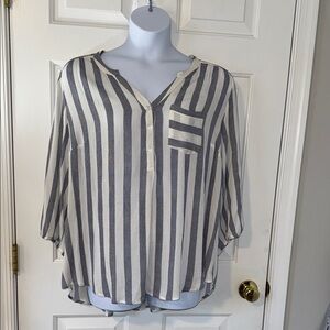 Market & Spruce Navy and Cream Striped Blouse